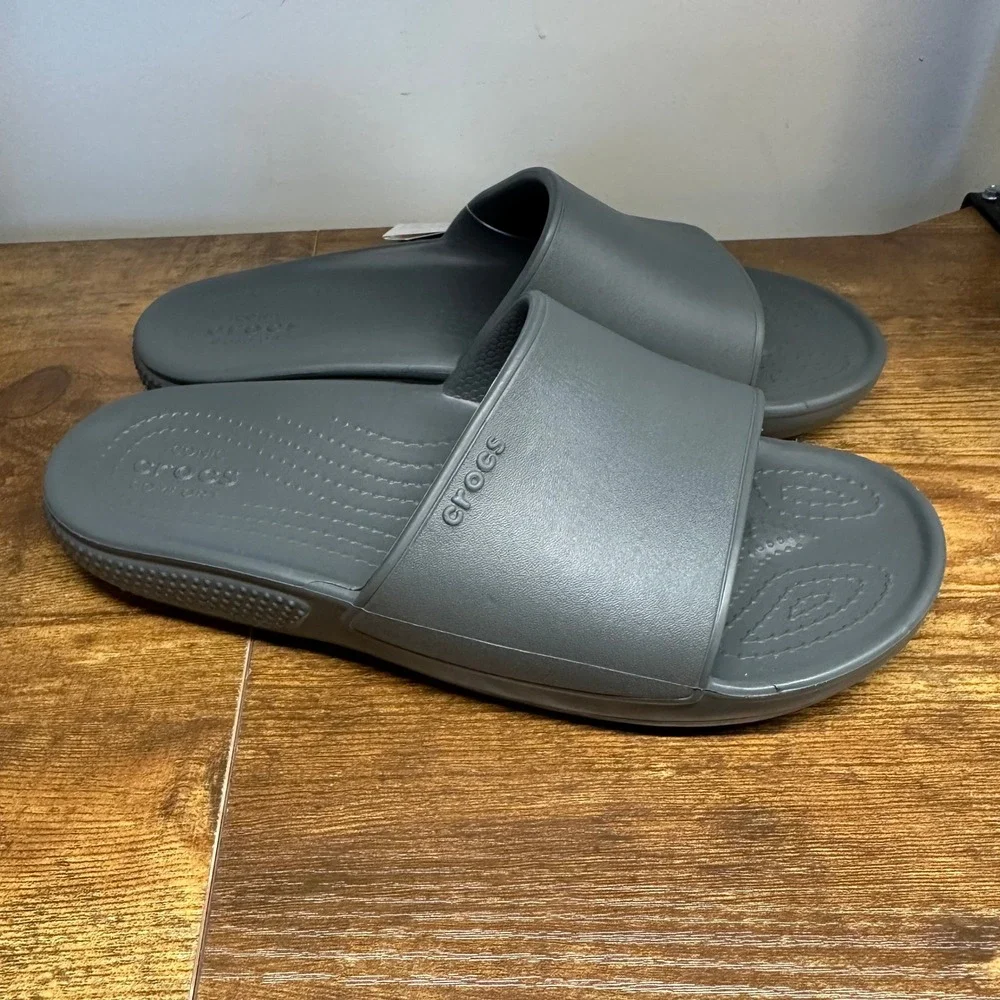 NEW Crocs Classic II Slide Sandals Slate Grey Women 8 Men 6‎ 205732-0DA